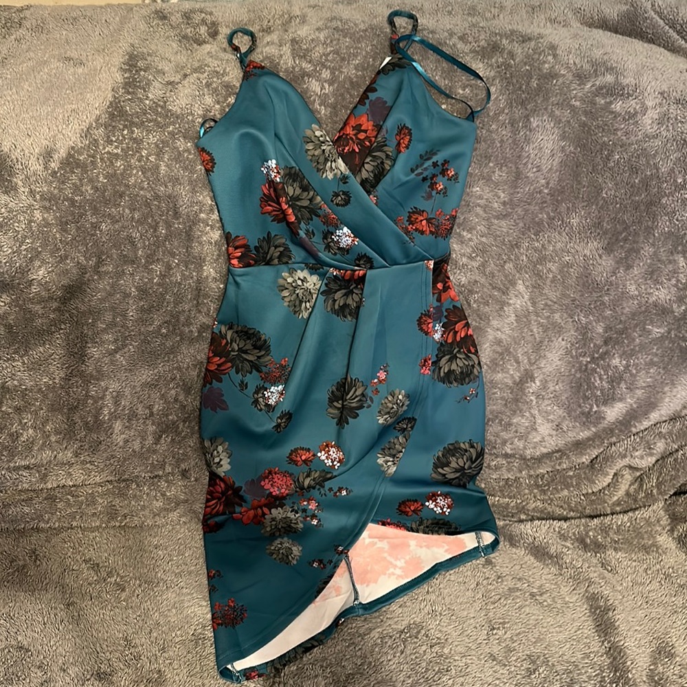 Blue floral print dress